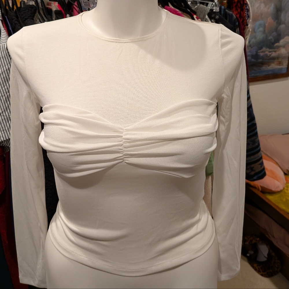 Elodie White Long Sleeve Top - M